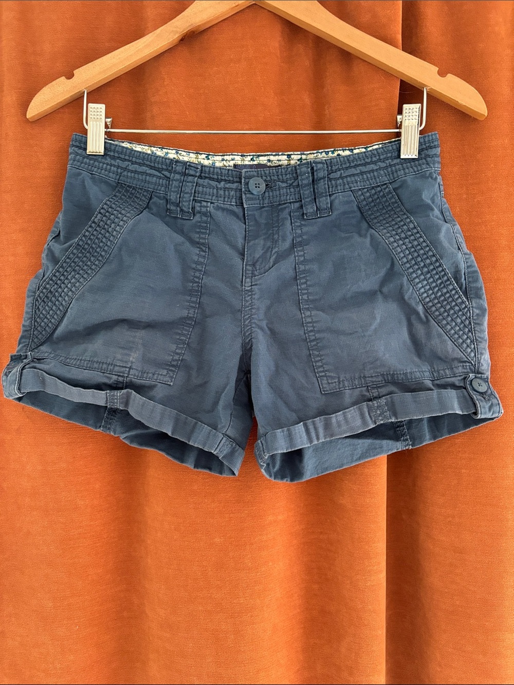Prana Slate Blue Utility Roll-Cuff Shorts